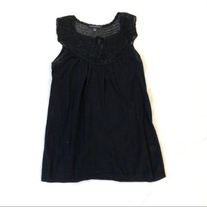 Banana Republic Black, 100% Cotton, Crochet Sleeveless Tank Top size X-Small